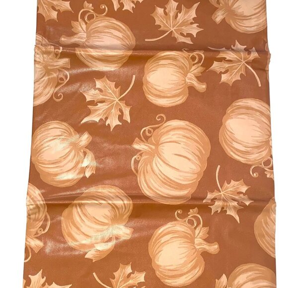 Party Gathering Orange Pumpkins Leaves Fall Autumn Breeze Vinyl Tablecloth 52x52 - Picture 2 of 3